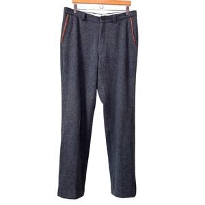 ORVIS Wool Trouser Pants Men's 34 Tweed Leather Workwear Blokecore Winter USA